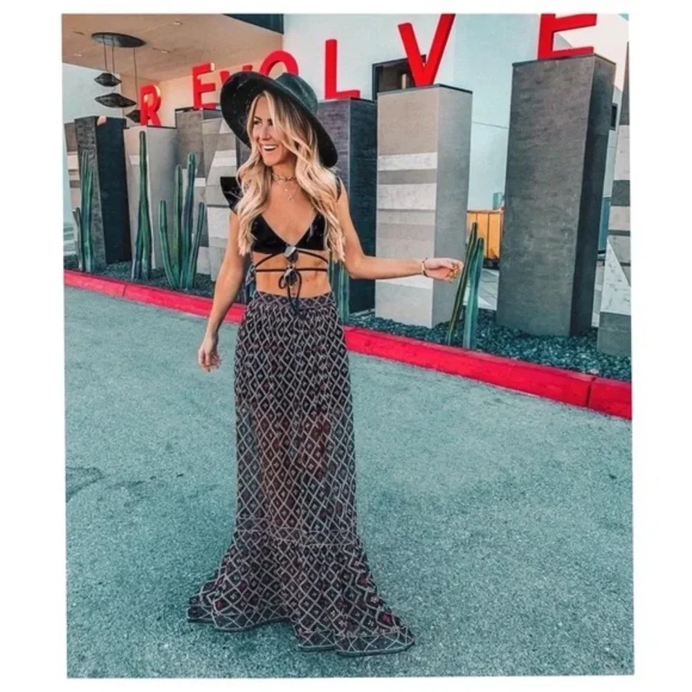 Tularosa Lexi beaded embroidered maxi skirt - Picture 6 of 12